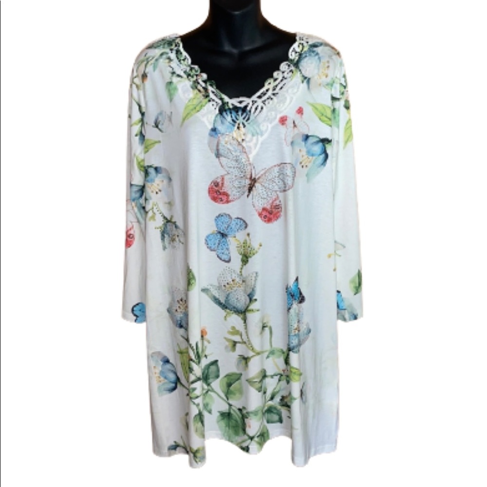 Ameri Mode Rhinestone Butterfly Long Sleeve Dress… - image 1